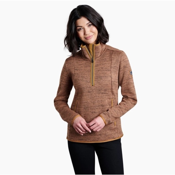 Kuhl Ascendyr Sweater Quarter Zip Pullover Fleece Casual Hiking Camping Brown S - Picture 15 of 15